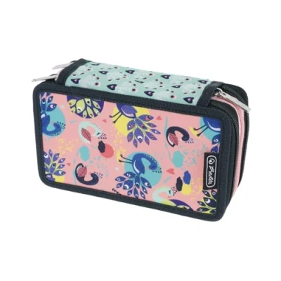 Abbildung von Herlitz Federtasche Tri Case Fancy Peacock gefüllt 31 teilig, (31 tlg)