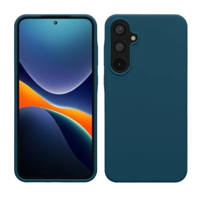 Abbildung von kwmobile Hülle kompatibel mit Samsung Galaxy A55 5G Silikon Handy Case Handyhülle weiche Oberfläche kabelloses Laden Petrol matt