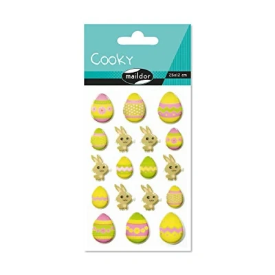 Abbildung von Maildor CY018O Packung mit Stickers Cooky 3D (1 Bogen, 7,5 x 12 cm, ideal zum Dekorieren, Sammeln oder Verschenken, Ostern) 1 Pack