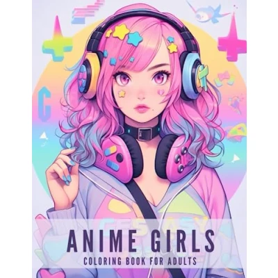 Abbildung von cute anime girls coloring book for adults: +50 illustrations
