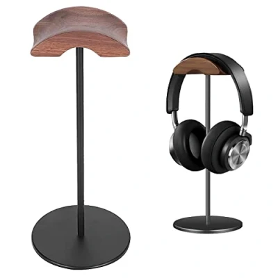 Abbildung von Jichenfang Kopfhörer Ständer mit 6cm Breiter Kopfstütze aus Nussbaum Headset Halterung,Kopfhörerhalter Abnehmbare Rutschfestem Schwerer Basis ﻿
