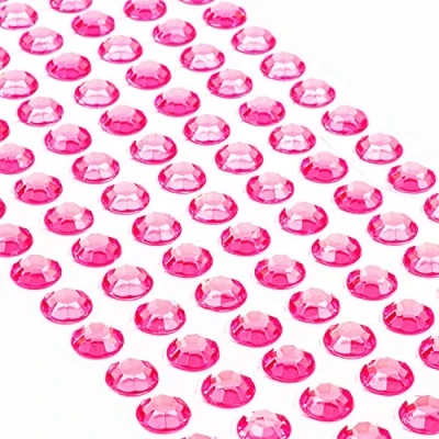 Abbildung von Movoja Pinke Strasssteine runde Glitzersteine 147 Stück 10 mm selbstklebend zum Verzieren und Basteln Schmucksteine aufkleben Steinchen Dekosteine Bastelsteine Pink