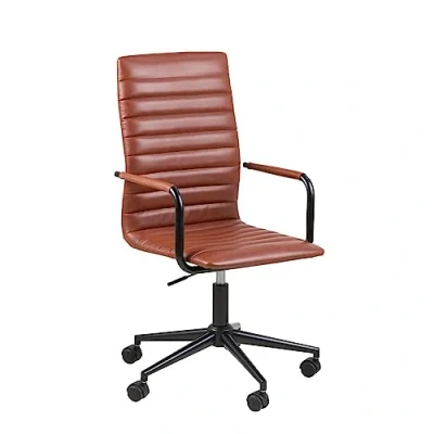 Abbildung von Amazon Basics Bürostuhl aus Kunstleder (Polyurethan), 58 x 103 cm, Braun