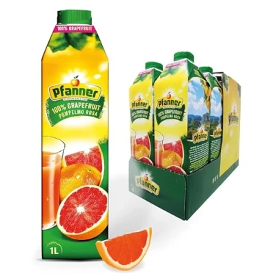Abbildung von Pfanner 100% Pink Grapefruitsaft (8 x 1 l) Saft zum Frühstücken aus Grapefruit Fruchtsaft ohne Zuckerzusatz