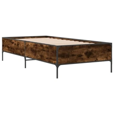 Abbildung von vidaXL Bett Bettgestell Räuchereiche 75x190 cm Holzwerkstoff und Metall