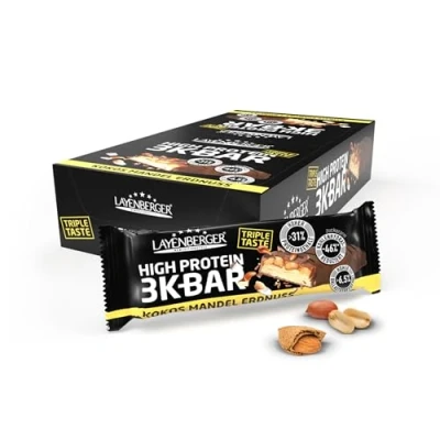 Abbildung von Layenberger 3K BAR Triple Taste High Protein Riegel, eiweißreich 21er Pack (21x 45 g) Kokos Mandel Erdnuss