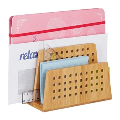 Abbildung von relaxdays Briefablage Dokumentenhalter Bambus 2 Fächer