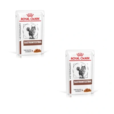 Abbildung von Royal Canin Veterinary Gastrointestinal Doppelpack 2 x 12 85 g Nassfutter für ausgewachsene Katzen Feine Stückchen in Soße Bei Resorptionsstörungen des Darms
