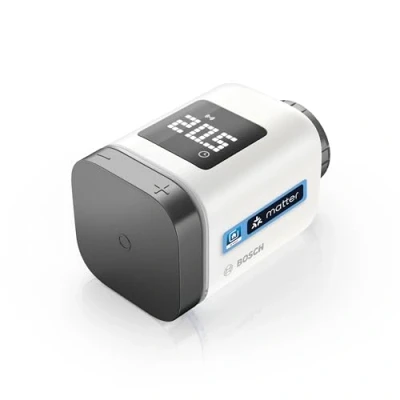 Abbildung von Bosch Smart Home Heizkörperthermostat II [+M], smartes Thermostat, Flexible Nutzung im System oder in herstellerübergreifend Matter, anthrazit Systemen