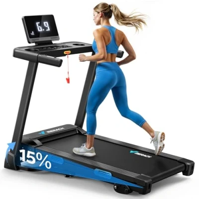 Abbildung von MERACH Laufband für Zuhause, mit Automatischer Steigung 15%, 0.8 12km/H Walking Pad Klappbar, Klappbar LED Anzeige, Belastung 136Kg Treadmill, Fitnessgeräte Zuhause