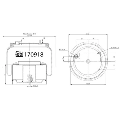 Abbildung von FEBI BILSTEIN 170918 Federbalg, Luftfederung DAF: XF