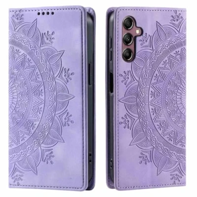Abbildung von CoverKingz Handyhülle für Samsung Galaxy A16 5G Handytasche mit Kartenfach Klapp Etui Cover Handy Hülle klappbar Motiv Mandala Lila