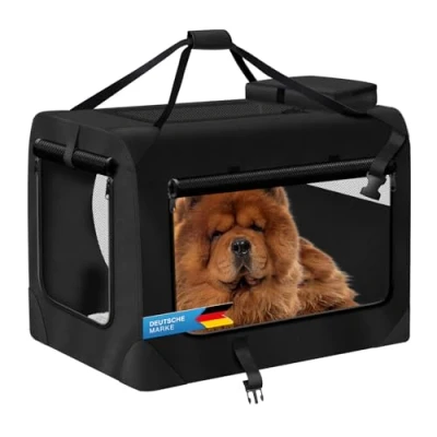 Abbildung von Hunde Transportbox Tier Hundebox Transporttasche faltbar Hundetasche Haustier Transport Atmungsaktiv &amp; Wasserabweisend für Katzen (XL 82x60x60 cm)