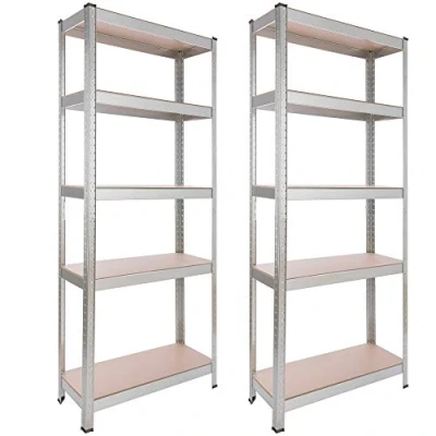 Abbildung von Arebos Schwerlastregal 2er Set 180x75x30 cm 350kg Tragkraft 5 MDF Platten Einfache Montage durch Stecksystem Regal Lagerregal Kellerregal Steckregal Werkstattregal verzinkt