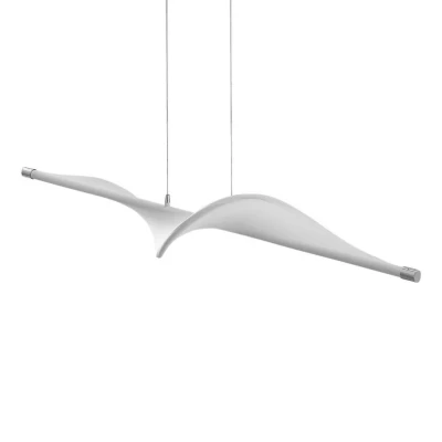 Abbildung von Lucande Hängeleuchte Edano, dimmbar, LED Leuchtmittel fest verbaut, warmweiß, Modern, Aluminium, Textil, weiß, chrom, 1 flammig, inkl.