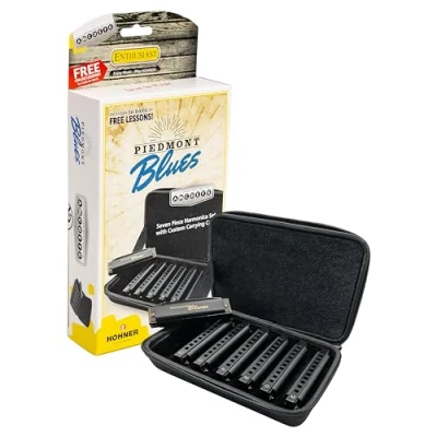 Abbildung von Hohner Mundharmonika Piedmont Blues 7 Set mit Etui, Edelstahl (PBH7)