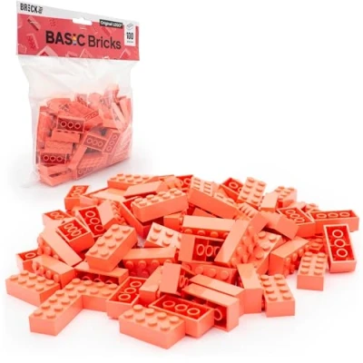 Abbildung von Lego Steine Classic, Coral (rosa/pink), 2x4 Bausteine, 100 Stück Einzelteile Starterset oder Erweiterung für Legosteine Box und Platte Basic Bricks (3001)