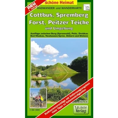 Abbildung von Radwander und Wanderkarte Cottbus, Spremberg, Forst, Peitzer Teiche Umgebung: Ausflüge zwischen Burg (Spreewald), Peitz, Drebkau, Bad Muskau, ... Mit neuem Knotenpunktsystem (Schöne Heimat)