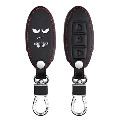 Abbildung von kwmobile Autoschlüssel Hülle kompatibel mit Nissan 3 Tasten Kunstleder Schutzhülle Schlüsselhülle Don&#039;t Touch My Key Weiß Schwarz