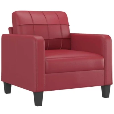 Abbildung von vidaXL Sessel, Sofa Relaxsessel mit gepolstertem Sitz Armlehnen, Fernsehsessel Loungesessel Metallgestell, Polstersessel Ruhesessel für Wohnzimmer, Weinrot Kunstleder