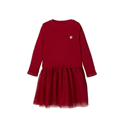 Abbildung von Vertbaudet Festliches Mädchen Kleid, Materialmix Ziegel 140