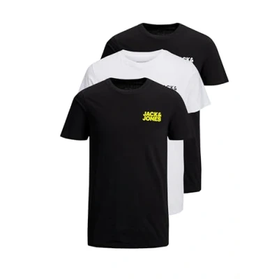 Abbildung von JACK &amp; JONES Herren JJECORP Logo Tee SS Crew Neck 3er Pack Kurzarm T Shirt, D, 1x White 2X Black, M