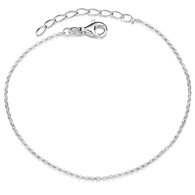 Abbildung von Materia Armkette Damen Silber Ankerkette Ø1mm 18 21cm SA 124, 925 Sterling Silber, rhodiniert