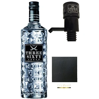 Abbildung von Three Sixty Vodka 3,0 Liter + Pumpe Schieferuntersetzer