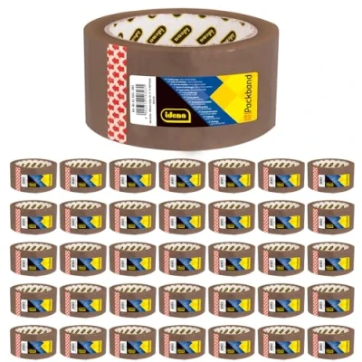 Abbildung von Idena 60064 Klebeband braun, 50 mm x 66 m, 36 Rollen geräuscharmes Paketband, ideal für Umzug und Versand