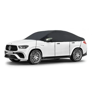 Abbildung von Walser Abdeckplane Auto All Weather, wasserdicht, 100% wetterfeste Abdeckplane, Autoabdeckung Outdoor, Autoplane Halbgarage Größe 10 SUV/Van schwarz
