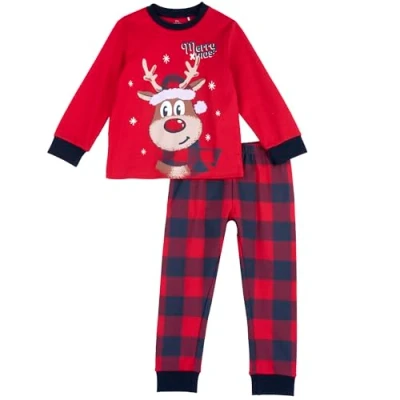 Abbildung von chico Unisex Kinder Pyjama aus Baumwolle Weihnachten Bottone, Rot (2), 4A