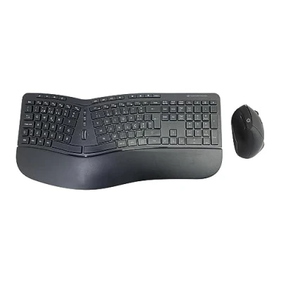 Abbildung von Conceptronic ORAZIO02PT Ergo Kabelloses Set aus ergonomischer Tastatur und vertikaler Maus, portugiesisches Layout, Schwarz