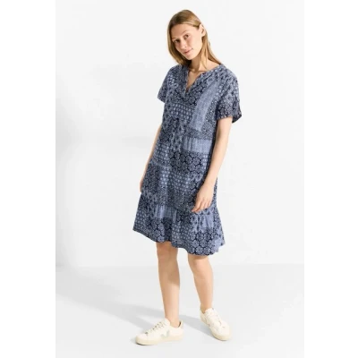 Abbildung von Cecil Patchwork Freizeitkleid, Damen, Größe: Medium, Blau