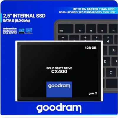 Abbildung von Goodram CX400 interne SSD (128 GB) 2,5&quot; 550 MB/S Lesegeschwindigkeit, 460 Schreibgeschwindigkeit, Gen. 2, SATA III