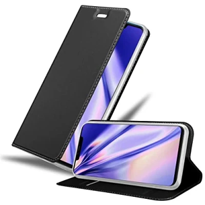 Abbildung von Cadorabo Hülle kompatibel mit Huawei Mate 20 PRO aus Premium Kunst Leder Flip Klappbare Stoßfeste Magnetische [Standfunktion] [Kartenfächern] Cover für Tasche in Schwarz