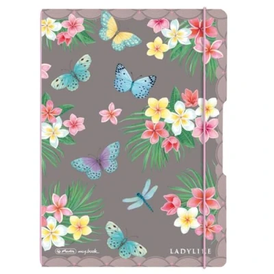 Abbildung von herlitz Notizheft flex, A4, 2 x 40 Blatt, kariert und liniert, Motiv: Ladylike Butterflies, 1 Stück