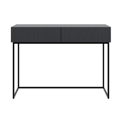 Abbildung von Selsey Schminktisch Makeup Tisch Frisiertisch Kosmetiktisch 110 cm Mit 2 Schubladen Veldio Schwarz Schwarze Beine