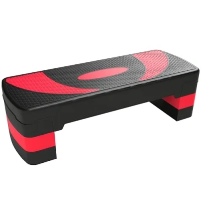 Abbildung von HOMCOM Stepper höhenverstellbar mit 3 Stufen, Fitness Heimtrainer (Aerobic Stepper, 1 tlg., Steppbrett), für Indoor, Outdoor, Schwarz+Rot