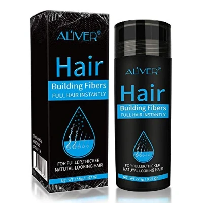 Abbildung von Aliver Dunkelblond Schütthaar, Streuhaar zur Haarverdichtung &amp; vollem Haar in 15 Sekunden, Haarverdichtung, Haarpuder, Natur Volumenpuder Für Haare, 27.5g Hair Fibers Haarpuder