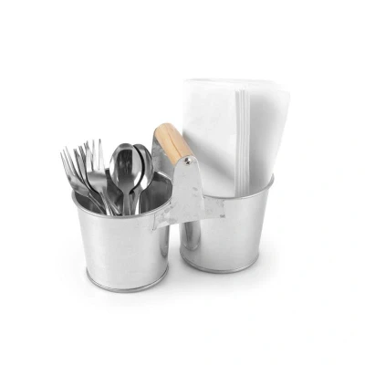 Abbildung von HENDI Eimer 2er Set 19 x 9,5 9 cm Stahlblech verzinkt Holzgriff