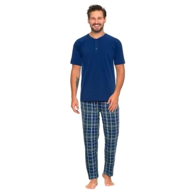Abbildung von Neti Herren Schlafanzug lang Pyjama Nachtanzug100% Baumwolle M 3XL (DE/NL/SE/PL, Alphanumerisch, XXL, Regular, 3200 003 Navy)