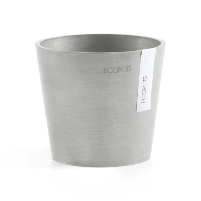 Abbildung von Ecopots Amsterdam mini rund 13 cm weiß grau Pflanzen/Blumentopf