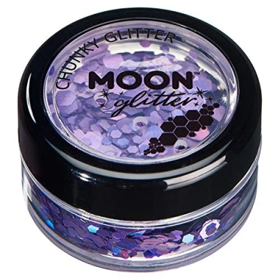 Abbildung von Holographischer grober Glitzer von Moon Glitter 100% kosmetische für Gesicht, Körper, Nägel, Haare und Lippen 3g Violett
