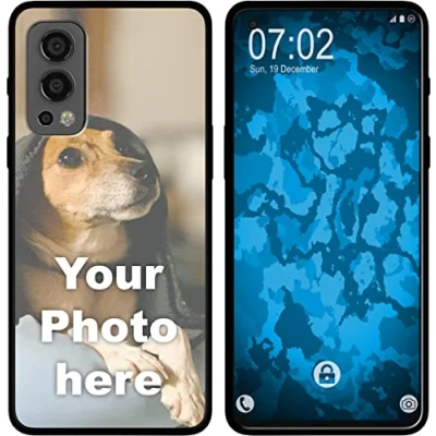 Abbildung von PhoneNatic personalisierte Handyhülle für OnePlus Nord 2 5G Custom Case in Schwarz zum selbst gestalten mit eigenem Foto Bild Text individuell