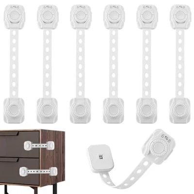 Abbildung von Kindersicherung Schrank Schranksicherung Baby Schubladen 6 Stück Schubladensicherung für Tür Schränke Kühlschrank Waschmaschinen mit Starker Kleber ohne Bohren
