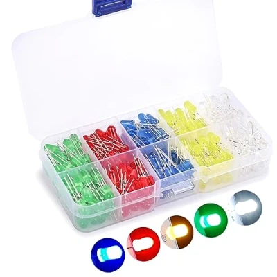 Abbildung von 250 Stück LED Leuchtdiode, 5mm Leuchtdioden 3V, 5 mm Sortiment für Wissenschaftsprojekte, Schulen und Heimwerkerprojekte (5 Stück)