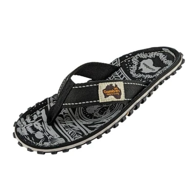 Abbildung von Gumbies Originals Flip Flops aus recycelten Materialien profilierte Sohle wiederverwerteten Autoreifen, Fußbett Canvas Baumwolle, Baumwoll Zehensteg Midnight Black, 44