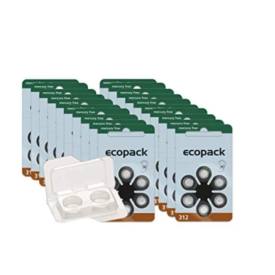 Abbildung von wns emg world Pack kompatibel mit Ecopack Mercury Free Typ 312 Hörgerätebatterie Zinc Air PR41 ZL3, 120 Stück
