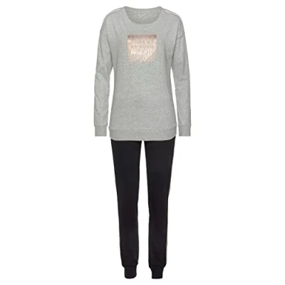 Abbildung von Lascana SET Metallic Dream Pyjama Black grey, Damen, Größe: 44/46, grey