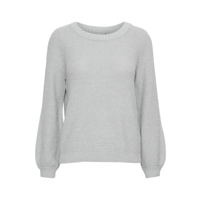 Abbildung von ICHI Ihnoelle LS Strickpullover, Damen, Größe: Medium, Light grey melange